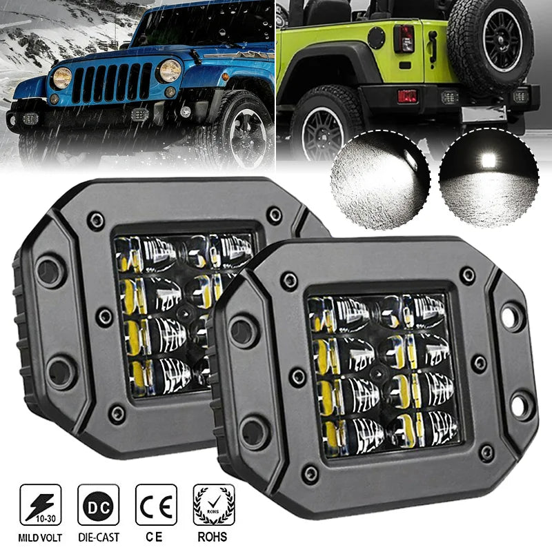 5Inch Flush Mount LED Work Light Bar Spot Beam 40W For off Road Car Truck ATV Jeep Headlight 12V 24V