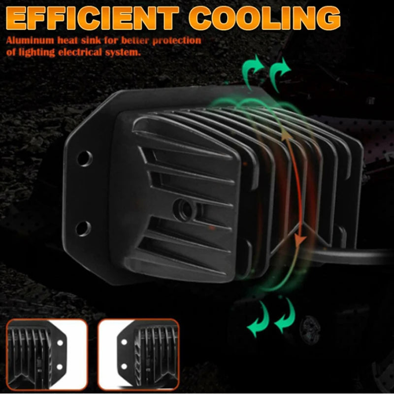5Inch Flush Mount LED Work Light Bar Spot Beam 40W For off Road Car Truck ATV Jeep Headlight 12V 24V
