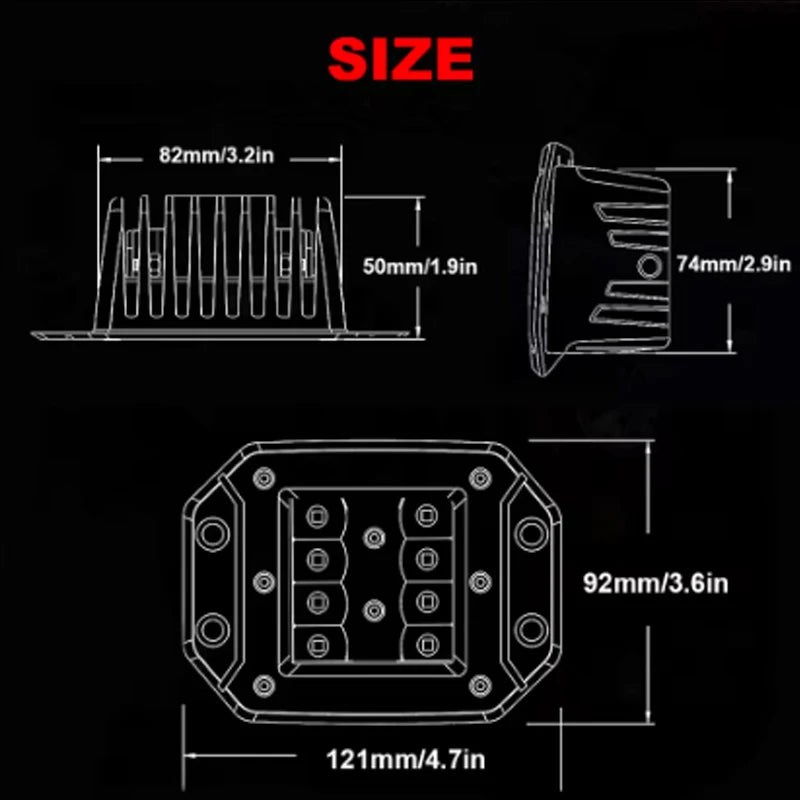 5Inch Flush Mount LED Work Light Bar Spot Beam 40W For off Road Car Truck ATV Jeep Headlight 12V 24V