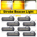 8Pcs Amber & White LED Emergency Strobe Light Kit (12V–24V)