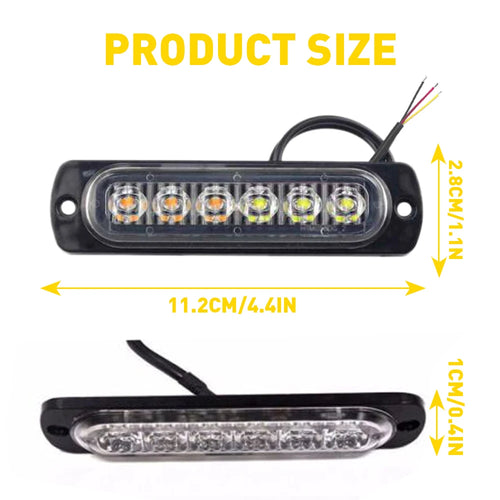 8Pcs Amber & White LED Emergency Strobe Light Kit (12V–24V)