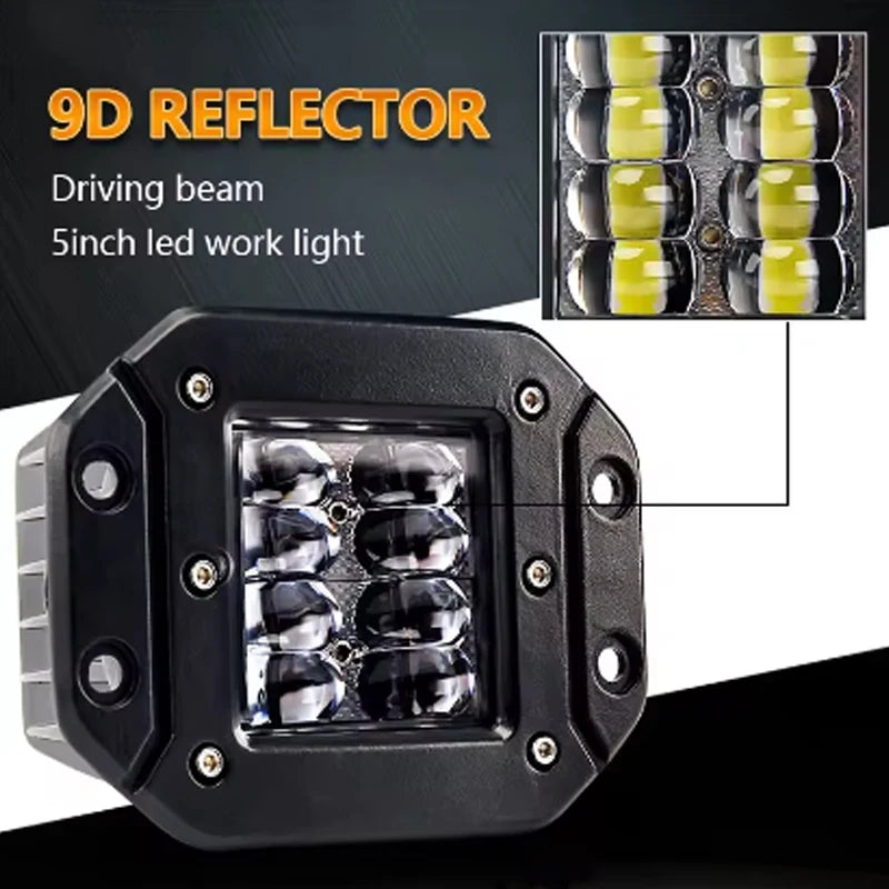 5Inch Flush Mount LED Work Light Bar Spot Beam 40W For off Road Car Truck ATV Jeep Headlight 12V 24V